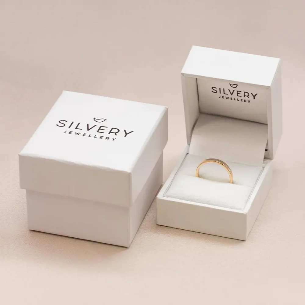 9kt Gold Ring Box Packaging Silvery